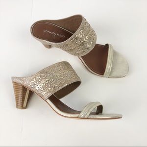 Donald J Pliner Kitten Heel Slide Sandal Gold 10